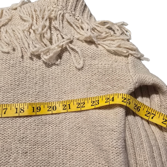 A.N.A. Beige Fringed Western Cowgirl Turtleneck Sweater Sz 1X - Picture 6 of 7
